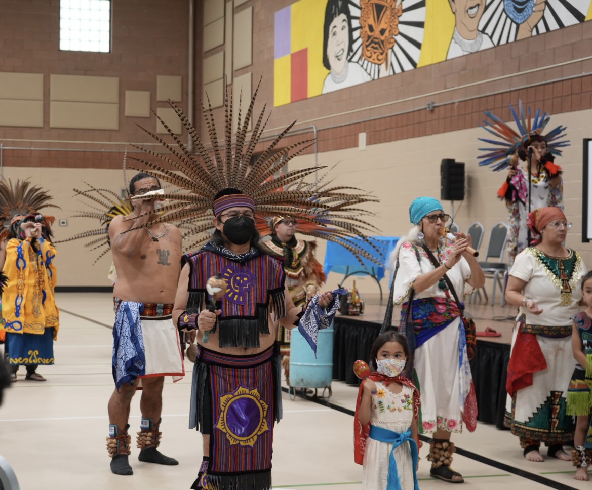 “Conch shells resemble water, we keep them facing up because we are asking for rain,” said a performer of Grupo Coatlicue, while leading a blessing of Arizona’s sacred river waters before the campaign launch. 
