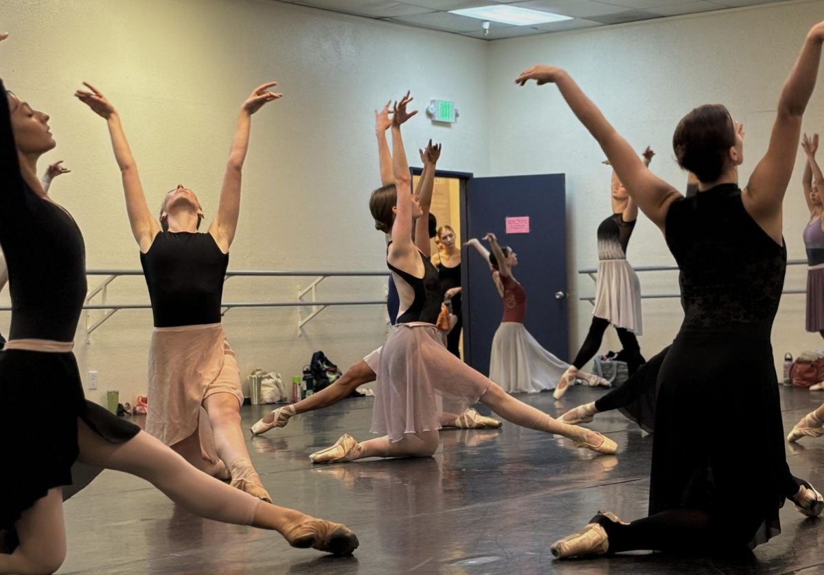 Company members rehearse at Ballet Tucson on Saturday, Sept. 28, 2024 in Tucson, Ariz. They are rehearsing Act II of “Swan Lake” for their November program “Spirit Garden.”