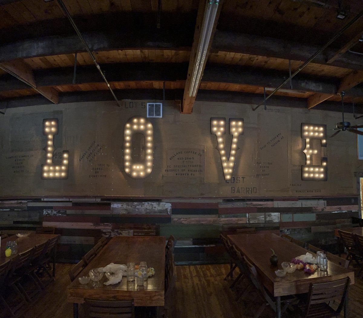 The love sign in the reception hall at Park Ave.