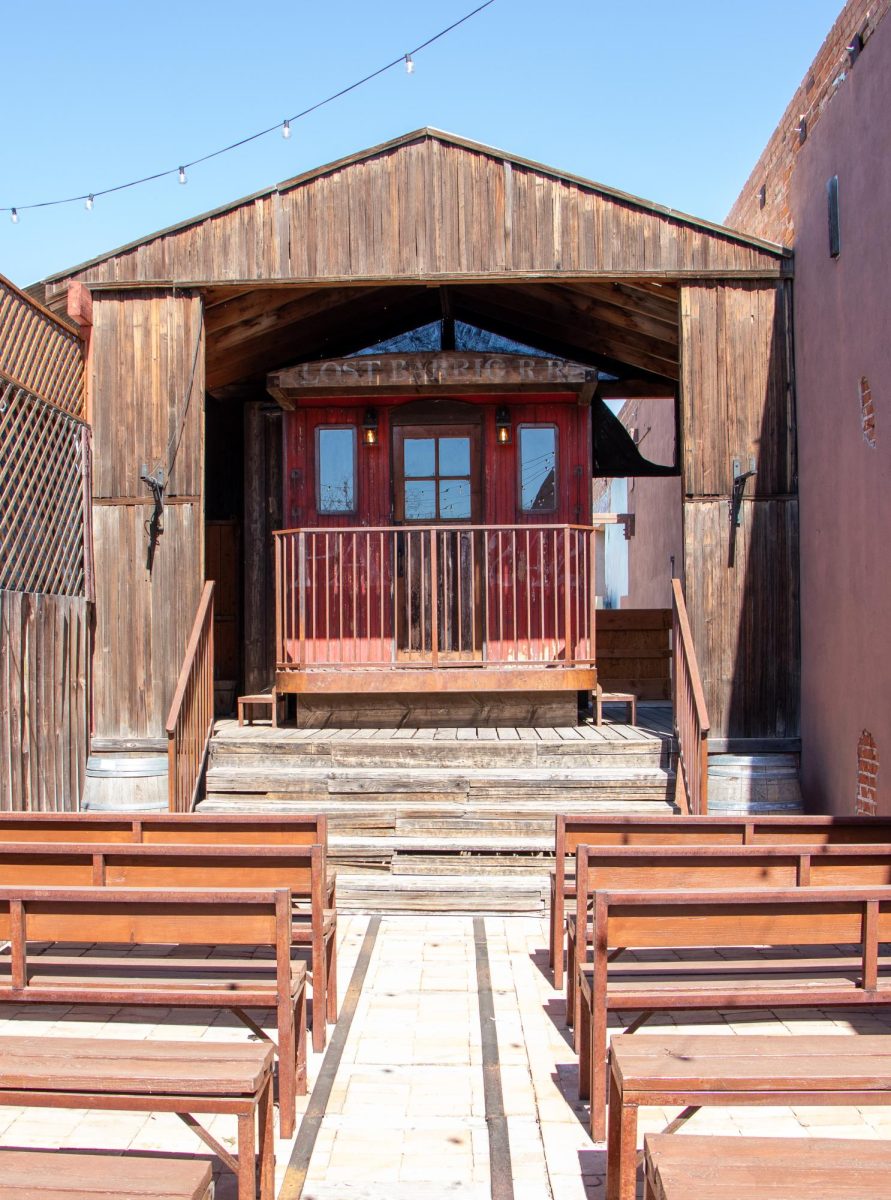 The train caboose is where wedding ceremonies take place in the back of Park Ave.