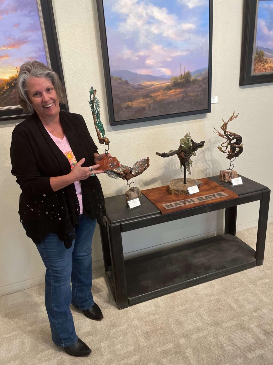 Nathalie Raye at the Turquoise Tortoise Gallery, where her sculptures are available for purchase.