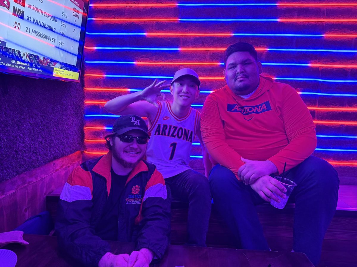 UA students wait for the BYU vs. UA game at No Anchovies in Tucson, Ariz., on Feb. 22, 2025.