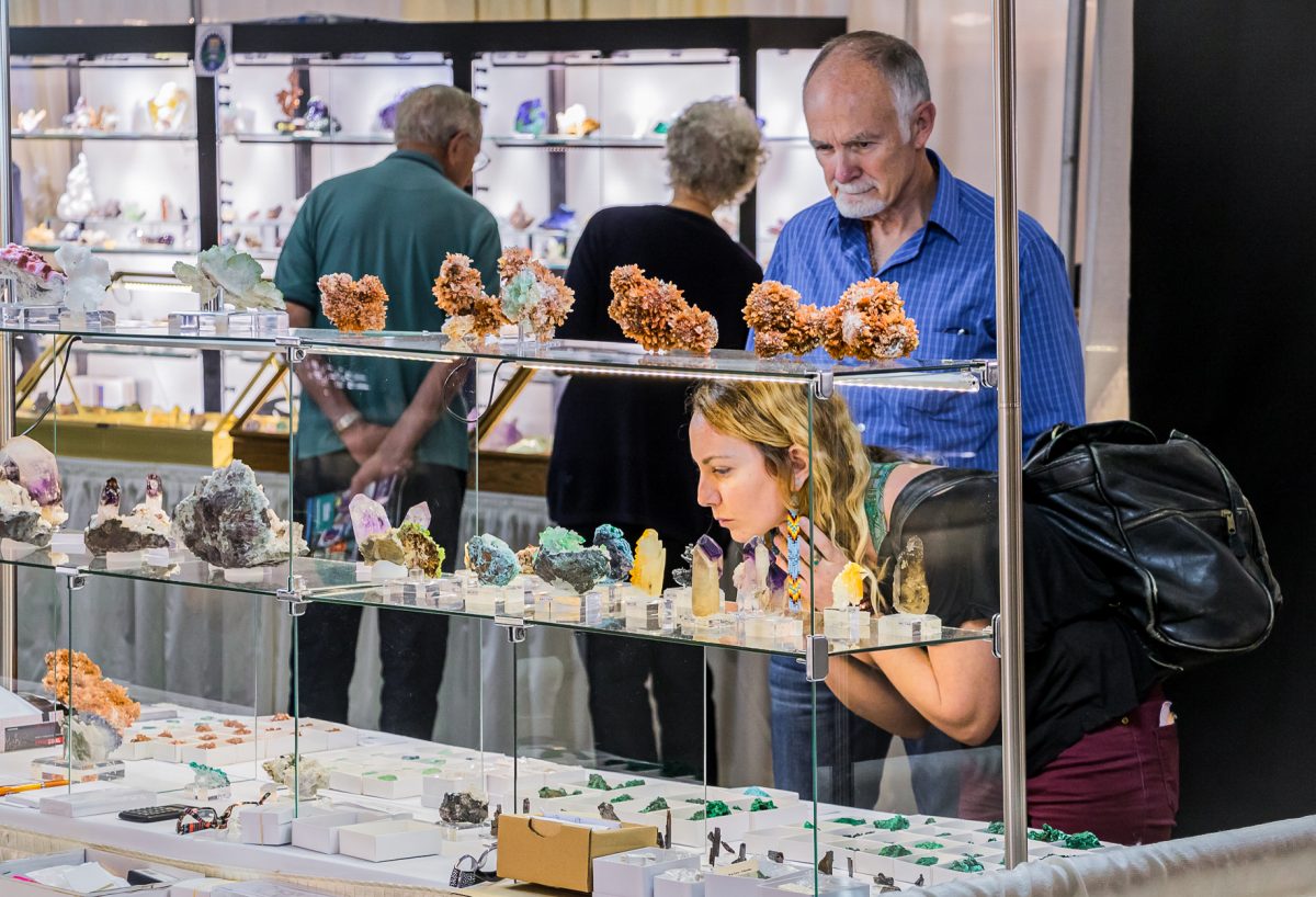 Courtesy Visit Tucson
Visitors can see all sorts of gems, jewels, and fossils at the Gem and Mineral Show, running through Feb. 15. (Courtesy of Visit Tucson)
