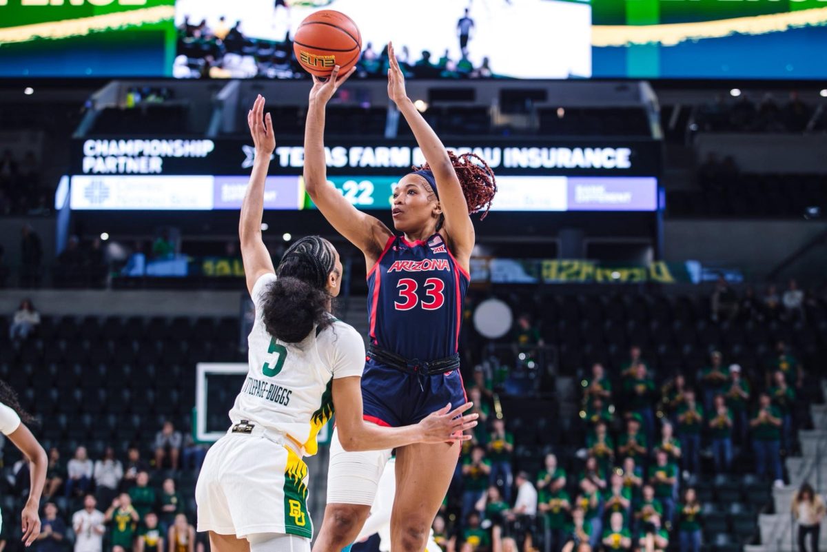 Daniah Trammell (33) playing against Baylor at Foster Pavilion on Feb. 21, 2026. Photo by Arizona Women's Basketball