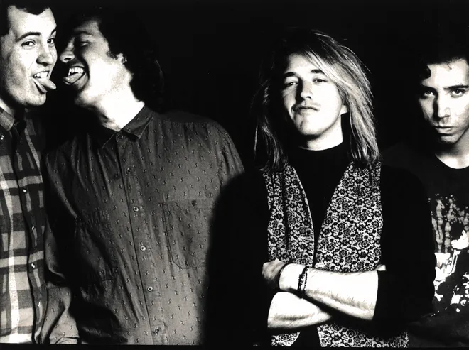Guitarist Rich Hopkins, second from left, and frontman David Slutes, second from right, were the leading force behind the Sidewinders’ national attention in the 1980s and ’90s. (Courtesy of David Slutes)
